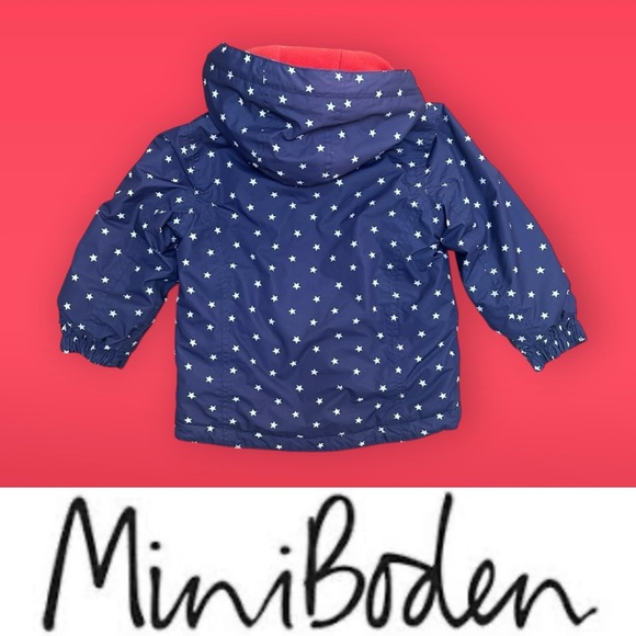 Mini Boden Purple with Stars Waterproof Ski Jacket, Size 4-5 Years, MSRP $110 - Picture 3 of 10